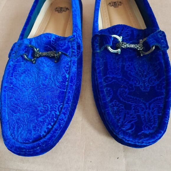 Royal Shoes Men Suede Slip on Dress Blue Formal Size 12